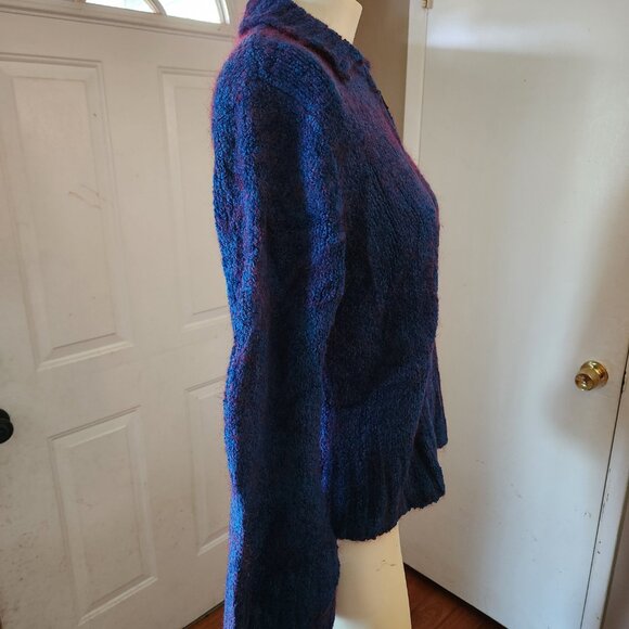 Womens Pow Wow Sweater Size Large L Full Front Zip Blue Bell Long Sleeve Unique - Picture 3 of 12